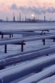 Oil fields and pipeline at the Prudhoe Bay Refinery. Alaska. USA. 1989