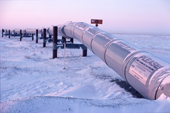 The mile marker O zero at the start of the Alaska Oil Pipeline Prudhoe Bay, Alaska. 1989