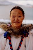 Portrait of Timania Petaulissie, an Inuit woman from Cape Dorset. Baffin Is., Nunavut, Canada. 2002