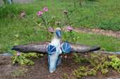 Street decoration featuring a Blue-footed Boobie at a junction in Puerto Ayora, Santa Cruz, The Galapagos Islands