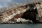Clearly visible volcanic layers exposed on a small island near Isabela. Galapagos Island