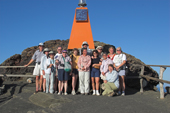 Tour group on the volcano on Isla Bartolome, Galapagos. Ecuador