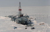 Gas drilling platform on the tundra in Gazprom's Bovanenkovo field. Yamal. Western Siberia. Russia