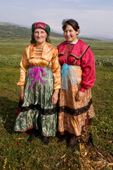 Pavla Nogo (left), a Komi woman, with her daughter, Lena, in the Polar Ural Mountains. Yamal, Western Siberia, Russia.
