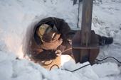 A welder working in the gas fields at Sabetta near Tambey. Yamal Peninsula, Western Siberia, Russia