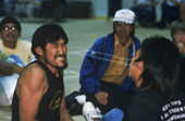 A string loop is used in the Ear Pull contest, painful! Indian Inuit Games. Fairbanks. Alaska. 1988