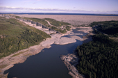 The main LG2 spillway & dam at the James Bay Hydro Complex. Northern Quebec, Canada. 1988