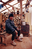 Billy Edwards, a Cree trapper, at his winter camp. Northern Quebec, Canada. 1988