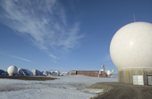 SvalSat, Svalbard Satellite Station, situated on a plateau near Longyearbyen. Spitsbergen, Norway.