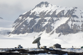 The Eiscat satellite dish by the runway at Ny Alesund. Spitsbergen.